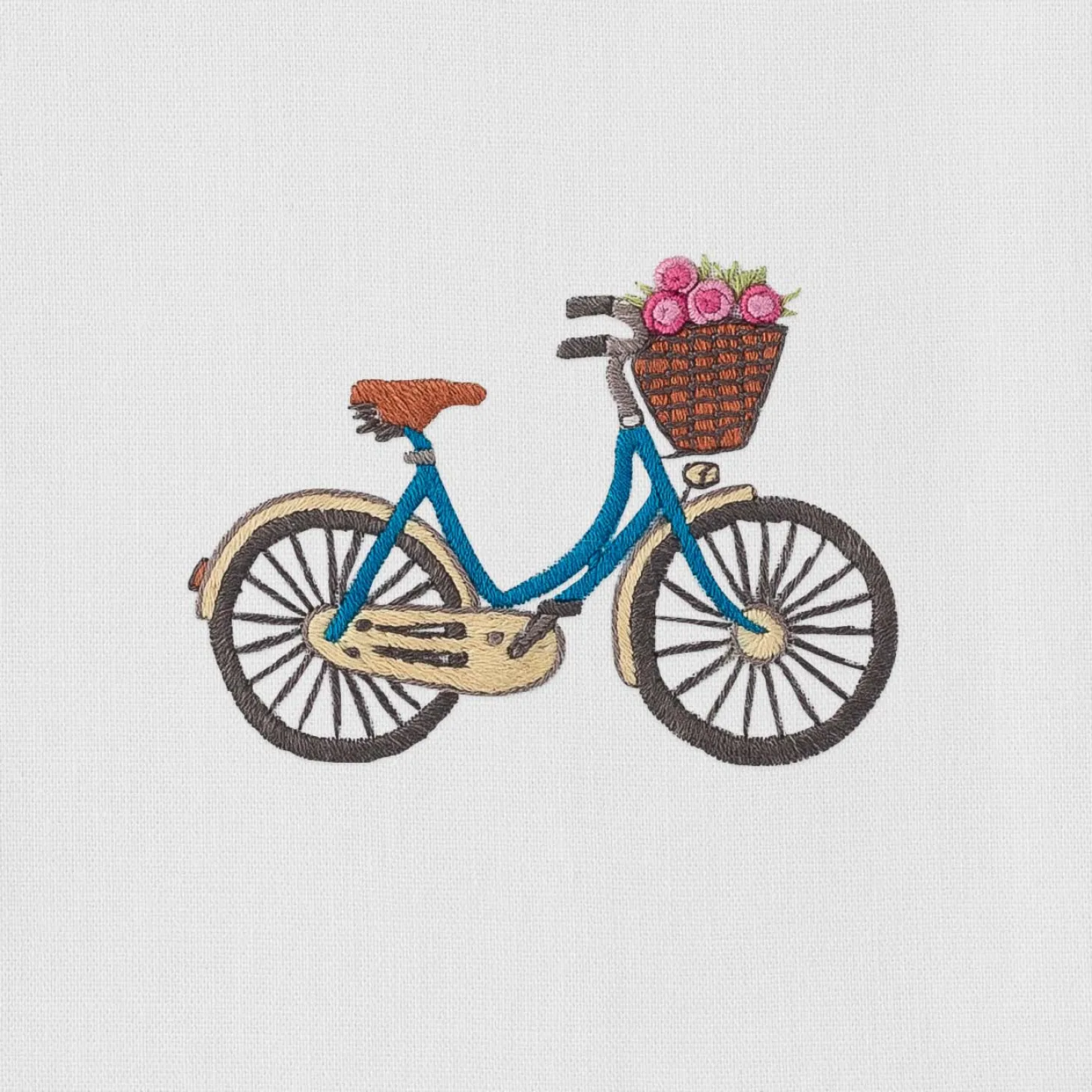 Henry Handwork Bicycle Flowers Towel - Thumbnail 4