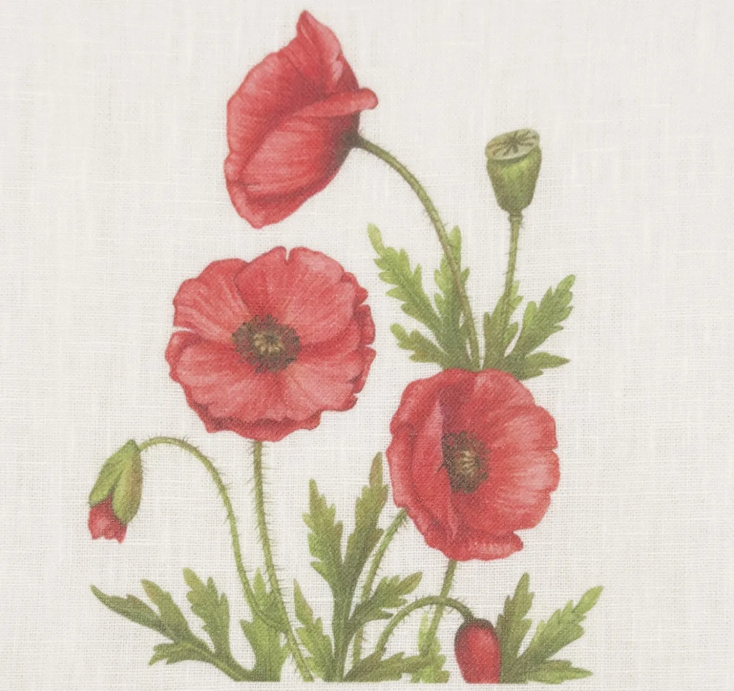 Henry Handwork Poppies Linen Tissue Box Cover - Thumbnail 2